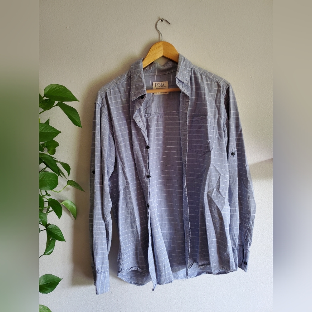 Blue striped button up